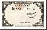 Frankreich 5 Livres Geldschein, Maugé, 1793-10-31, SS, KM:A76 -