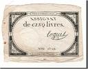 Frankreich 5 Livres Geldschein, Loquet, 1793-10-31, SS, KM:A76 -