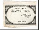 Frankreich 5 Livres Geldschein, Mercier, 1793-10-31, S+, KM:A76 -