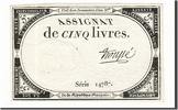 Frankreich 5 Livres Geldschein, Troupé, 1793-10-31, SS+, KM:A76 -