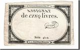 Frankreich 5 Livres Geldschein, Goust, 1793-10-31, SS, KM:A76 -