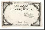 Frankreich 5 Livres Geldschein, Dubosc, 1793-10-31, SS, KM:A76 -