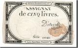 Frankreich 5 Livres Geldschein, D'Osseville, 1793-10-31, S+, KM:A76 -