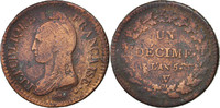 Frankreich Decime Münze, Dupré, Lille, S, Bronze, KM:644.11 -