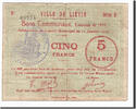 Frankreich 5 Francs Geldschein, Liévin, S, Pirot:62-809 -