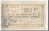 Frankreich 20 Francs Geldschein, Aniche, S+, Pirot:59-56 -