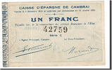 Frankreich 1 Franc Geldschein, Cambrai, SS, Pirot:59-506 -