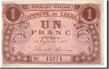Frankreich 1 Franc Geldschein, Leers, SS+, Pirot:59-1542 -