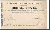 Frankreich 25 Centimes Geldschein, Crécy-sur-Serre, SS, Pirot:02-531 -