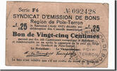Frankreich 25 Centimes Geldschein, Poix-Terron, S+, Pirot:08-150 -