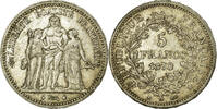 Frankreich 5 Francs Münze, Hercule, Paris, SS, Silber, KM:820.1 -
