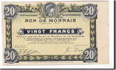 Frankreich 20 Francs Geldschein, Roubaix et Tourcoing, SS+ -