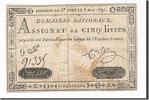 Frankreich 5 Livres Geldschein, Corset, 1791-05-06, S+, KM:A42 -
