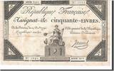 Frankreich 50 Livres Geldschein, Jannel, 1792-12-14, S+, KM:A72 -