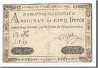 Frankreich 5 Livres Geldschein, Corset, 1791-05-06, S, KM:A42 -