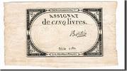 Frankreich 5 Livres Geldschein, Bertin, 1793-10-31, SS, KM:A76 -
