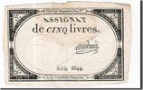 Frankreich 5 Livres Geldschein, Audouin, 1793-10-31, SS, KM:A76 -