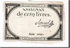 Frankreich 5 Livres Geldschein, Roussel, 1793-10-31, SS+, KM:A76 -