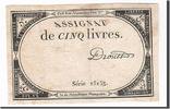 Frankreich 5 Livres Geldschein, Drouet, 1793-10-31, SS, KM:A76 -