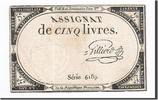 Frankreich 5 Livres Geldschein, Gilliero, 1793-10-31, SS, KM:A76 -