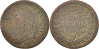 Frankreich Decime Münze, Dupré, Rouen, SGE, Bronze, KM:644.3 -