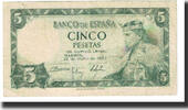 Spanien 5 Pesetas Geldschein, 1954-07-22, KM:146a, SS -