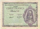 Algeria 20 Francs Geldschein, 1945-02-02, KM:92a, SS -