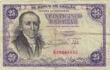 Spanien 25 Pesetas Geldschein, 1946-02-19, KM:130a, SS -