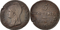 Frankreich 5 Centimes Münze, Dupré, Limoges, SS, Bronze, KM:635.2 -