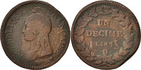Frankreich Decime Münze, Dupré, Lyon, S, Bronze, KM:644.5, Gadoury:187 -