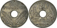Frankreich 20 Centimes Münze, État français, SS+, Iron, KM:900.2a -