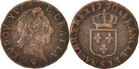 Frankreich 1/2 Sol Münze, Louis XV, Demi sol à la vieille tête -