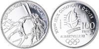 Frankreich 100 Francs Münze, Ski acrobatique, JO Albertville 92, Paris -
