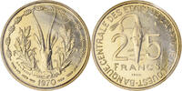 West African States 25 Francs Münze, Paris, STGL, Aluminum-Bronze, KM:5 -