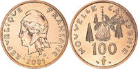 Neukaledonien 100 Francs Münze, Paris, STGL, Nickel-Bronze, KM:15 -