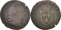 Frankreich Sol Münze, Louis XV, Sol d'Aix, Aix, SGE+, Kupfer, KM:542 -