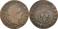 Frankreich Liard Münze, Louis XV, Liard à la vieille tête, Metz, S -