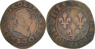 Frankreich Double Tournois Münze, Rouen, SGE+, Kupfer, Sombart:4092 -
