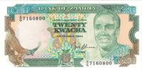 Sambia 20 Kwacha Geldschein, Undated (1989-91), KM:32b, UNZ -