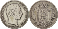 Dänemark 2 Kroner Münze, Christian IX, Copenhagen, S, Silber, KM:798.1 -