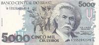 Brasilien 5000 Cruzeiros Geldschein, Undated, KM:232c, UNZ -
