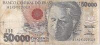 Brasilien 50 Cruzeiros Reais on 50,000 Cruzeiros Geldschein, KM:237, S -