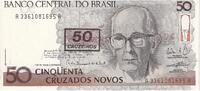 Brasilien 50 Cruzeiros on 50 Cruzados Novos Geldschein, KM:223, UNZ -