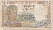Frankreich 50 Francs Cérès, SS, Fayette:17.31, KM:81 -