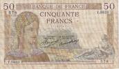 Frankreich 50 Francs 1937 Cérès, V.5633, S+, Fayette:17.34, KM:81