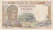 Frankreich 50 Francs Cérès, F.8663, SS, Fayette:18.15, KM:85b -