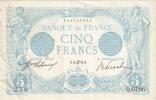 Frankreich 5 Francs Bleu, Q.6166, SS, Fayette:2.28, KM:70 -