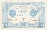 Frankreich 5 Francs Bleu, 1916-02-21, R.10457, UNZ- -