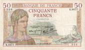 Frankreich 50 Francs Cérès, 1938-10-20, K.8677, SS+ -