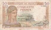 Frankreich 50 Francs Cérès, 1940-03-14, N.12901, S -